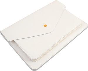 Benfan Leather Laptop Sleeve 13 Inch Compatible for 2024 13inch MacBook Air A3113 M3,13 MacBook Pro M2, Surface Pro 3 4 5 6 7, Dell XPS 13 Color White