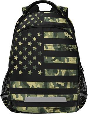 ALAZA American Flag with Camouflage Grunge Backpacks Travel Laptop Daypack School Book Bag for Men Women Teens Kids