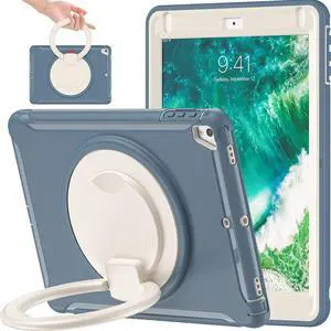 BATYUE Case Compatible with iPad 6th Generation 9.7 inch 2018, iPad 5th Gen 2017, iPad Air 2/ iPad Pro 9.7'',Shockproof Protective Cover with Pencil Holder &Rotating Kickstand,for Kids,Boys,Girls