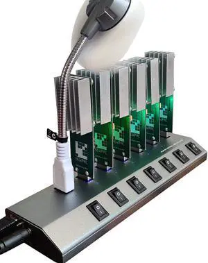 BitcoinMerch.com - Powered 7-Port USB 3.0 Hub, Upgraded 65W Compatible with Newpac, Twopac, Moonlander, Antminer US Plug - USB Miner NOT Included