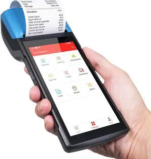 Bisofice 4G Handheld PDA POS Android 13.0 Receipt Printer 2GB+16GB, Camera 5M, 1D 2D Barcode Scanner, Wifi/Gps/BT/4G Full Network Connection, 5" Touchscreen 58mm Width Thermal Label Printing
