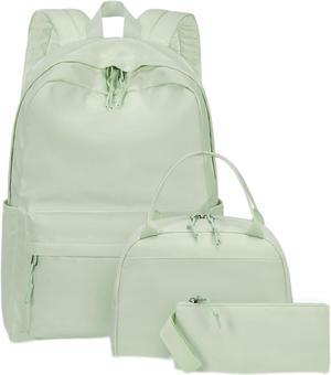 Bluboon School Backpack Set Girls Womens Laptop Bookbag Casual Daypack Fits 15 inch Laptop with Lunch Tote Bag and Pencil Bag(Green-3 set