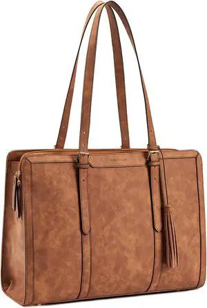 BOSTANTEN Laptop Tote Bag for Women Work Bag Professional 15.6 inch Leather Briefcase Business Office Purse Shoulder Bags
