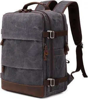Travel Backpack for Men Carry On Backpack Flight Approved Personal Item Backpack, 17 inch Laptop Backpack Casual Daypack Weekender Business Hiking Backpack, Black Gray