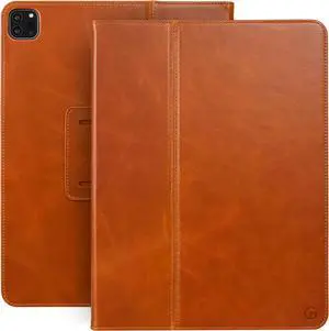 Casemade Real Leather Case Compatible with iPad Pro 13 M4 (2024) - Full-Grain Leather Cover, Auto Sleep/Wake, Dual Stand Position (Tan)