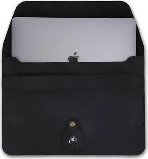 CestAntiQ, Leather Laptop Sleeve Compatible with MacBook Pro 13-13.3 Inch Notebook M3 M2 M1 Chip Pro Max 24-21 / MacBook Air 14, Laptop Bag Case with Pen Holder (Black)