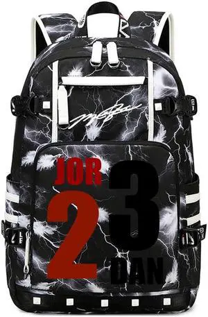 buluuoor Basketball Star 23 Athletes Laptop Backpack Student Backpack Men Women Ultra Light Travel Bag (Black and White2)