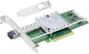 Buacoz 10GB PCI-E X8 Fiber Optic Network Card, Single SFP+ Port,with Intel 82599 Chip X520-SR1 Ethernet Adapter Server Support Windows Server/Linux/VMware(with 1 Piece Multi-Mode Optical Module)
