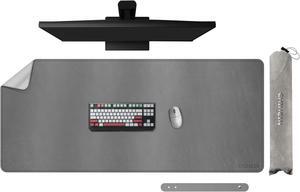 Chihein 47" x 20" Desk Mat with PU Leather, Large Gaming Mouse Pad, Double-Sided Use Desk Blotter for Work, Home,Gaming (Gray/White)