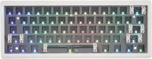 Cmokifuly GMK61 60% Mechanical Keyboard Kit Tri-Mode South-Facing RGB LED for 3/5pin Switches,61 Keys Hotswap Socket PCB Gasket Mounted Plate DIY Gaming Keyboard Kit (White)