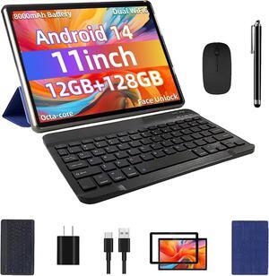 Android 14 Tablet 11inch, Support Face Unlock, 18W Fast Charging, 12GB+128GB+512GB Expand, Octa-core CPU, 8000mAh Large Battery WiFi6, BT5.0,Touchscreen Display, Widevine L1 Tableta, 2in1 Tablet PC