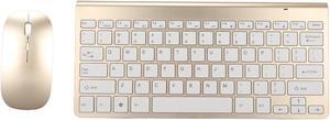Keyboard Mouse Set 2.4G USB Thin Ergonomic Mute for Computer (Luxury Gold Color)