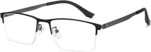 Cyxus Titanium Frame Glasses for Men Semi Rim Eyewear Square Clear Lens Glasses Interchangable