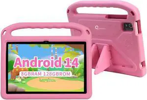 CWOWDEFU Kids Tablet,10-inch Android 14 Tablet for Kids with Protective Case,Face ID,Kids Pad has 6000 mAh, 8(4+4) GB RAM,128 GB ROM,WiFi 6, Bluetooth 5.0,Gift for Children