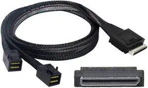 Chenyang SFF-8611 to SFF-8643 Cable,OCuLink PCIe PCI-Express SFF-8611 8X 8-Lane to 2 SFF-8643 HD 4X SSD Data Active Cable 50cm
