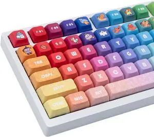 COOMICKEY PBT Keycaps 130 Keys Dye-Sublimation Keycap XDA Profile Rainbow Gradient Keycap Cute Keycaps for Cherry Gateron MX Switches Mechanical Keyboards