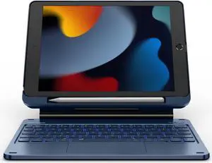 Dexnor for iPad 9th Generation Case with Keyboard Floating Cantilever Magnetic Stand Multi-Touch Trackpad Backlit Pencil Holder Magic Style Keyboard Case for iPad 9th/8th/7th Generation 10.2", Blue