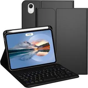 Divufus Keyboard Case for iPad Mini 6th Generation 8.3 Inch [Magnetic Detachable Wireless Keyboard][Support 3 System] Flip Stand Case with Pencil Holder for iPad Mini 6 2021, Black
