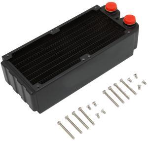 80mm Water Cooling Radiator, Double Layers 8 Pipes G1/4 Thread Double Fans Water Cooler with Screws for Computer, Small Servers, Drones, etc