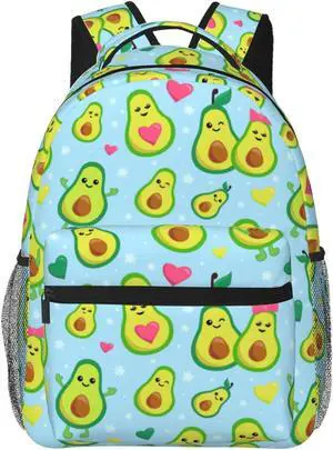 Dujiea 17 Inch Backpack Cute Avocado Laptop Backpack School Bookbag Travel Shoulder Bag With Chest Strap