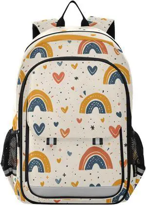 senya School Backpack Kids College Rucksack Travel Bookbag Fashion Back Pack Girls Boys Hearts and Rainbows