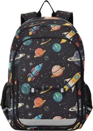 senya School Backpack Kids College Rucksack Travel Bookbag Fashion Back Pack Girls Boys Rockets Planets Solar Galaxies