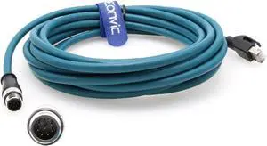 Eonvic M12 to RJ45 Industrial Ethernet 8 Pin A Code Sensor Connector Gigabit Ethernet Cat-6 High Flexible Shielded Cable for Cognex Industrial Camera (5M, Blue)