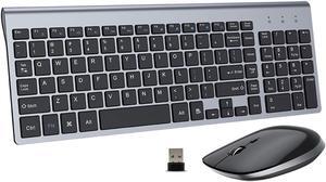Wireless Keyboard and Mouse - 2.4G USB Ergonomic Full Size Compact Wireless Keyboard Mouse Combo for PC Computer Laptop Windows mac MacBook - Black Grey