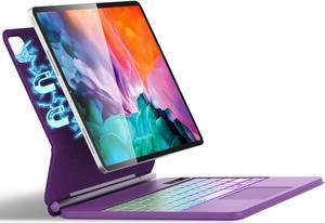FARYODI Keyboard Case for iPad Air 13 Inch (M2, 2024) & iPad Pro 12.9 (6th/5th/4th/3rd Gen), 7 Colors RBG Backlit Wireless for iPad Magic Keyboard, Auto Sleep/Wake with Pencil Holder-Dark Purple