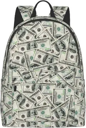 FeHuew 16 inch backpack US Dollar Money Laptop Backpack Full Print School Bookbag Shoulder Bag for Travel Daypack