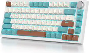 iTastatur 82 Keys Wireless Gaming Keyboard 75 Percent,Triple Mode Bluetooth/2.4Ghz/USB Pre-lubed Hot Swappable Mechanical Keyboard, w/Knob&Sound-Absorbing Pads,4000mAh Battery for Mac/Win (Brown)