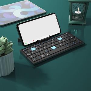 FOSA Folding Bluetooth Keyboard, Folding Keyboard, Portable Pocket Foldable Keyboard, Mini Foldable Keyboard Aluminum Alloy Housing for Tablets Phones (Black Gray)