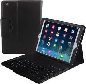 eoso Keyboard Case for Apple iPad 4th Gen 2012, iPad 3rd Gen 2012, iPad 2 2011 Folding Leather Folio Cover with Removable Bluetooth Keyboard for (Old Model) iPad 2/3/4 (Black)