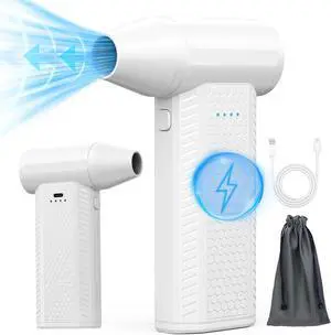 Fourq Electric Air Duster - 130000RPM Compressed Air Duster,4 Gear Adjustable Jet Dry Blower can Reusable Can for Computer Keyboard,Outdoors,Car,Home(White)