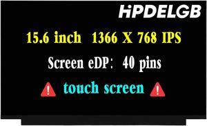 HPDELGB Replacement for HP 15-DY2702DX 15-DY2703DX 15-DY1043DX 15-DY1044NR 15-DY1074NR 15-DY1085NR 192L0UA P/N 5D10T05360 LCD OnCell Touch Screen Display Digitizer 40pins HD 1366x768