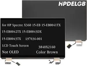 Replacement for HP Spectre X360 15-EB 15-EB000 15T-EB10 15-EB1043DX 15-EB0041TX 15-EB0042TX 15-EB0043DX 15-EB0053DX L97633-001 L97639-001 L97640-001 M16387-001 LCD Screen Display Assembly UHD Brown