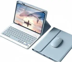 kaidisen Keyboard Case Mouse Compatible with iPad Pro 13 inch (M4) 2024 Detachable Cute Color Keyboard Case Support Pencil Charging,Mist Blue