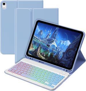 GOKOCO for iPad 10th Keyboard Case 10.9 inch 2022, Blackit Wireless Keyboard Case with Pencil Holder for iPad 10 Generation 2022-Blue