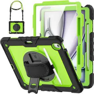HXCASEAC Case for iPad Air 13 inch M3 M2, Shockproof Design with 360° Rotating Stand, Pencil Holder, Screen Protector, Protective iPad Air 13 Case 2025/2024 (A2898, A2899, A3268, A3269), Green