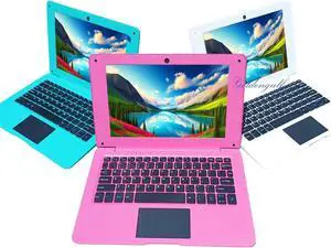 Laptop Computer Mini 10 Inch Quad Core Powered by Android 12 Netbook 64GB Small Computer with WiFi Webcam Bluetooth,Charger Mouse Included,Suitable for Children and Students, 4 Color Options (Pink)
