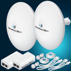 Wireless Bridge NBE-5AC-GEN2 PRE-CONFIGURED Bundle of 2 Ubiquiti NanoBeam 5AC GEN2, 2 Units Kit 100% Configured as Outdoor Point-to-Point Wi-Fi Bridge, Plug and Play, 450+ Mbps Speed, 15+ km Range.