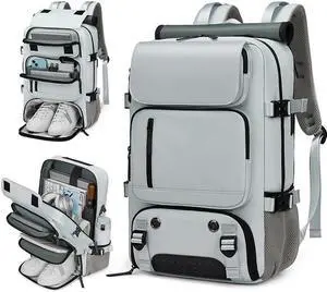 INFEYLAY Woman travel backpack,waterproof 16 inch Business Laptop Backpack with Shoe Bag Hidden USB charging port Hiking backpack (grey)