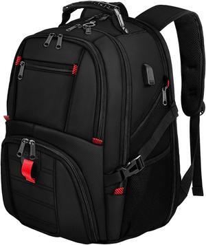 YOREPEK 18.4 Laptop Large Backpacks Fit Most 18 Inch Laptop with USB Charger Port,TSA Friendly Flight Approved Weekend Carry on Backpack with Luggage Strap for Men and Women, Black