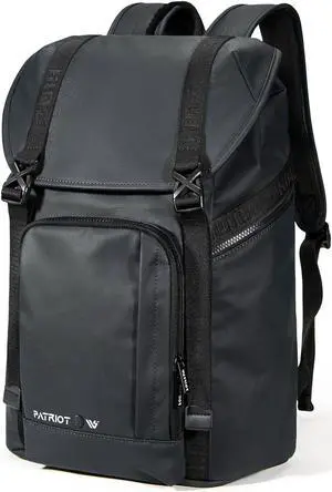 HIMZ WARRIOR Black Mens Backpack for Work Laptop Backpacks Heavy Duty, Casual Daypack for 16" Water Resistant Back Packs for Travel, Women College
