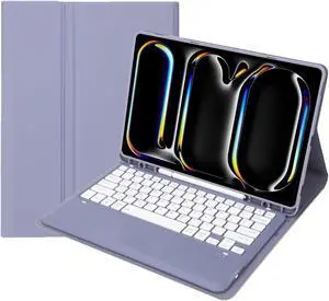 KcoxdCn New iPad Pro 13 Inch 2024 Keyboard Case for iPad Pro 13 Inch Keyboard Case 2024 Model 7th Generation with Pencil Holder Mutil Angles Stand Cover Detachable Wireless Keyboard (Violet)