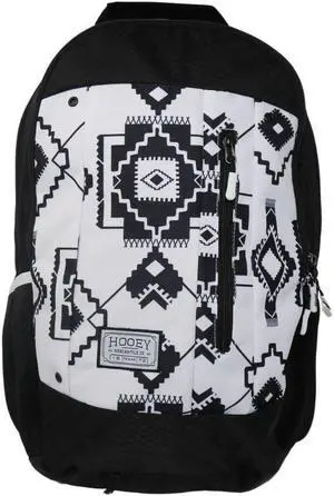 HOOEY "Rockstar 20 Liter School Hiking Backpack Rain Cover Hat Strap Laptop Sleeve Hydro Pockets (Black/White)