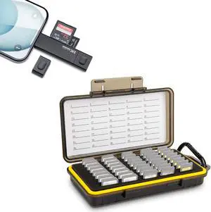 SD Card Case + SD Card Reader for iPhone: Memory Card Case with SD Card Reader for iPhone 15 Pro Max Plus/iPad/MacBook/Mac