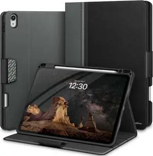KingBlanc Case for iPad Air 11-inch (M3 2025/M2 2024) 7th/6th Generation, iPad Air 5th/4th Gen (10.9", 2022/2020) with Pencil Holder, PU Leather Smart Cover, Auto Wake/Sleep, Multi-Angle Stand, Black