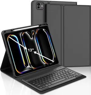 KVAGO for iPad Pro 13 inch M4 Case with Keyboard, Magnetic Bluetooth Keyboard Case, Auto Wake/Sleep, Folio Cover with Pencil Holder for iPad Pro 13 inch 2024, Space Black