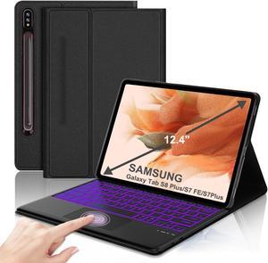 KVAGO Keyboard Case for Samsung Galaxy Tab S8 Plus/S7 FE/S7Plus 12.4 inch, Smart Touchpad, Magnetic Detachable Bluetooth Backlit Keyboard - Keyboard Case with S Pen Holder for Galaxy Tab S8 Plus Black